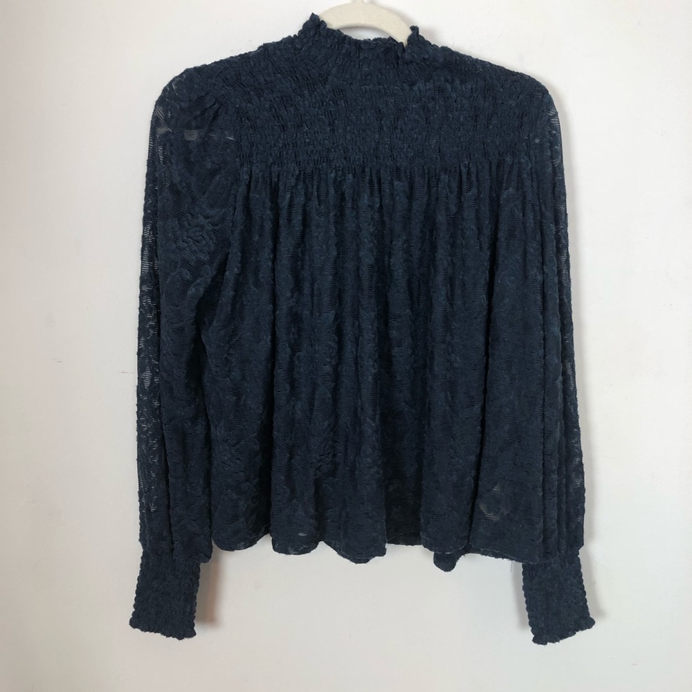 ANTHROPOLOGY Deletta Amanna Navy Lace Top Sz XS